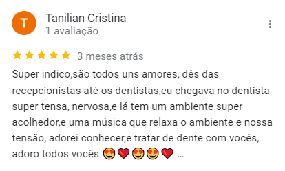 Avaliação 5 estrelas de Tanilian Cristina no Google