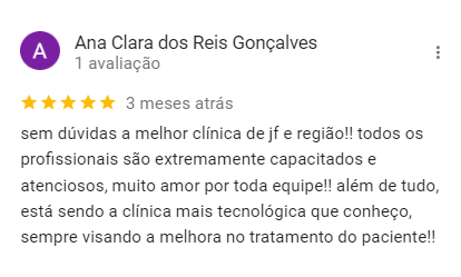 Avaliação 5 estrelas de Ana Clara dos Reis Gonçalves no Google