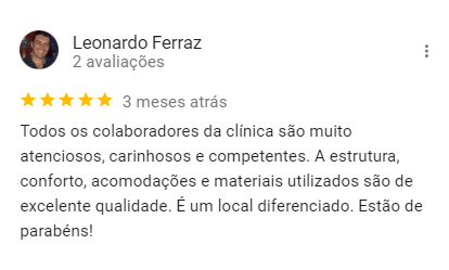 Avaliação 5 estrelas de Leonardo Ferraz no Google