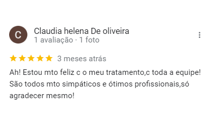 Avaliação 5 estrelas de Claudia Helena de Oliveira no Google